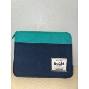 Herschel Supply Co Anchor Laptop Sleeve Navy Teal Two Tone‎ Padded Case 10.5x8